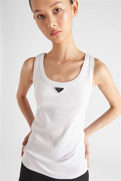 prada tank top weiß|White Cotton Tank Top .